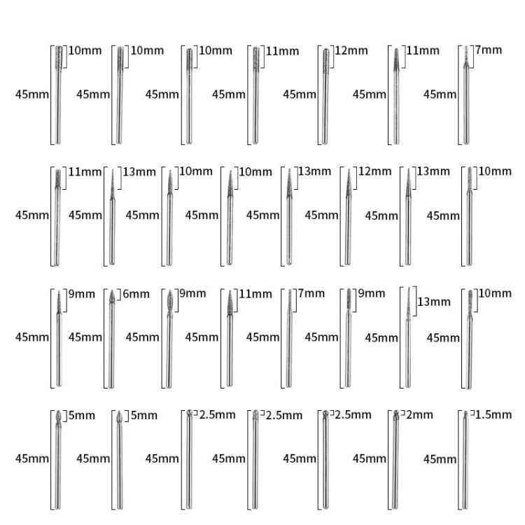 30 Sticks Diamond Nail Polish Heads Set Crystal Phototherapy And Grinding Machine Accessories Tools