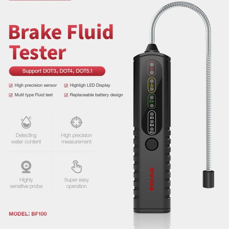 Detector de aceite de frenos EDIAG BF100 para automóvil, comprobador de líquido de frenos, BF100