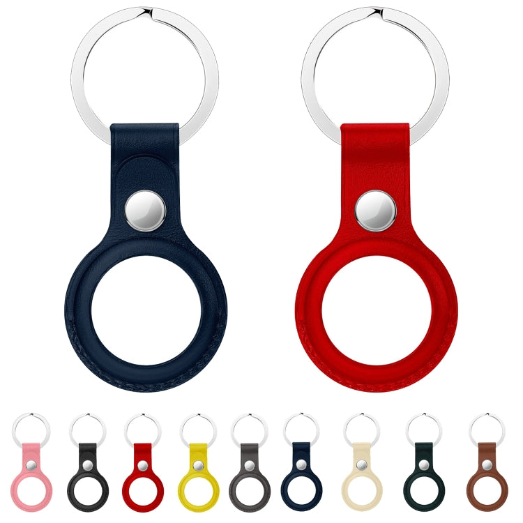 Anti-scratch Top-layer Cowhide Leather Protective Cover with Hanging Buckle for Airtag