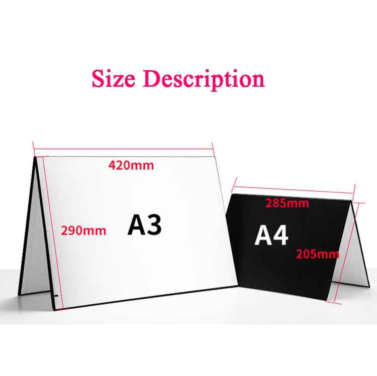 2 PCS 3-in-1 Reflective Board White + Black + Silver A4 Cardboard Folding Light Diffuser Board
