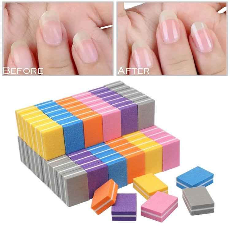50 PCS 35x25x10mm EVA Small Square Sponge Nail File Random Colour Delivery