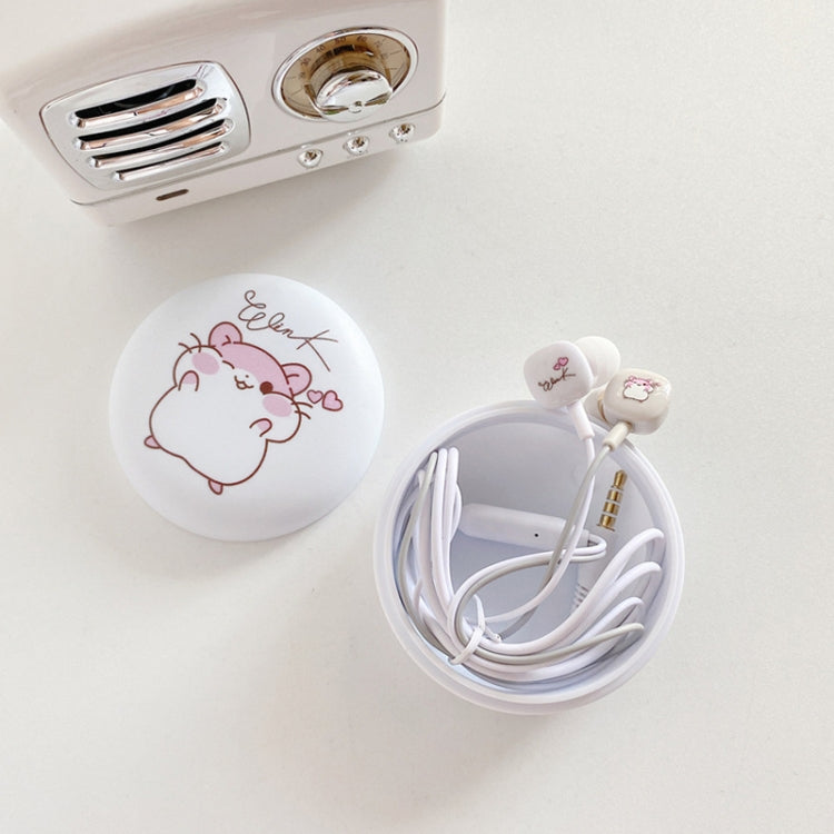 2 Pairs Heavy Bass Wired Headset Mobile Phone Universal Headset with Storage Box & Microphone, Pink Rat + Storage Box, Black Rat + Storage Box, Blue Rat + Storage Box, White Rat + Storage Box