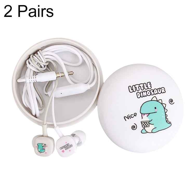 2 Pairs Cartoon Pattern Heavy Bass In-Ear Headphones Universal Wired Headphones with Microphone