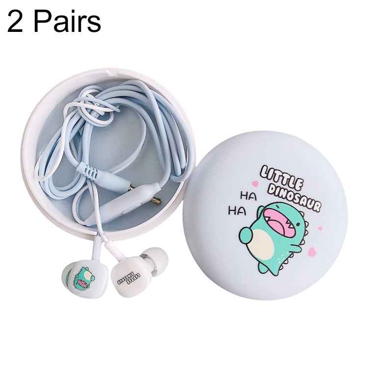2 Pairs Cartoon Pattern Heavy Bass In-Ear Headphones Universal Wired Headphones with Microphone