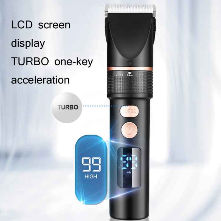TURBO Men Electric Hair Trimmer LCD Digital Display Hair Clipper