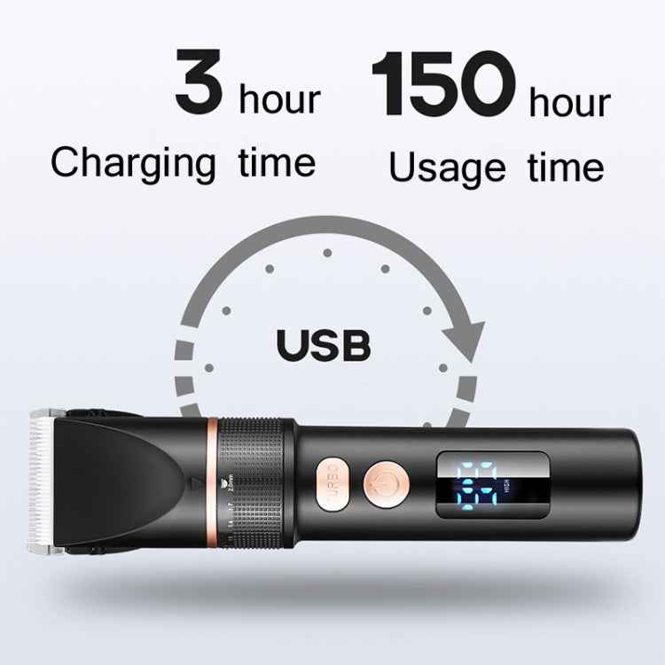 TURBO Men Electric Hair Trimmer LCD Digital Display Hair Clipper