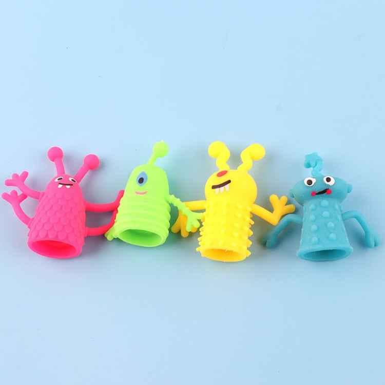 20 PCS Mini Finger Doll TPR Soft Rubber Monster Finger Cover Toys, Random Color and Style Delivery