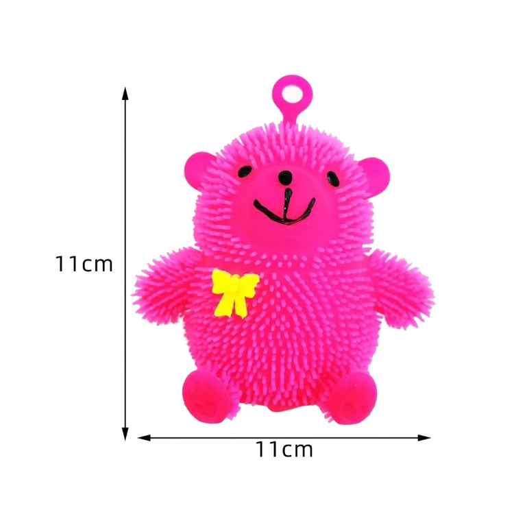6 PCS Cartoon Light Vent Ball Sitting Bear Hair Flash Ball Flash Stress Ball Toys Bear, Color Random Delivery