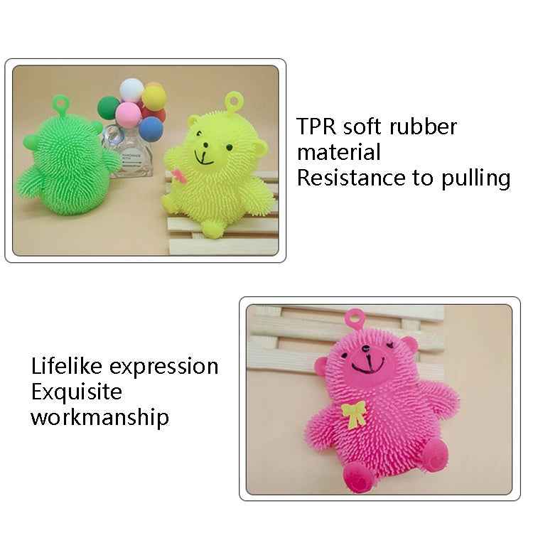6 PCS Cartoon Light Vent Ball Sitting Bear Hair Flash Ball Flash Stress Ball Toys Bear, Color Random Delivery