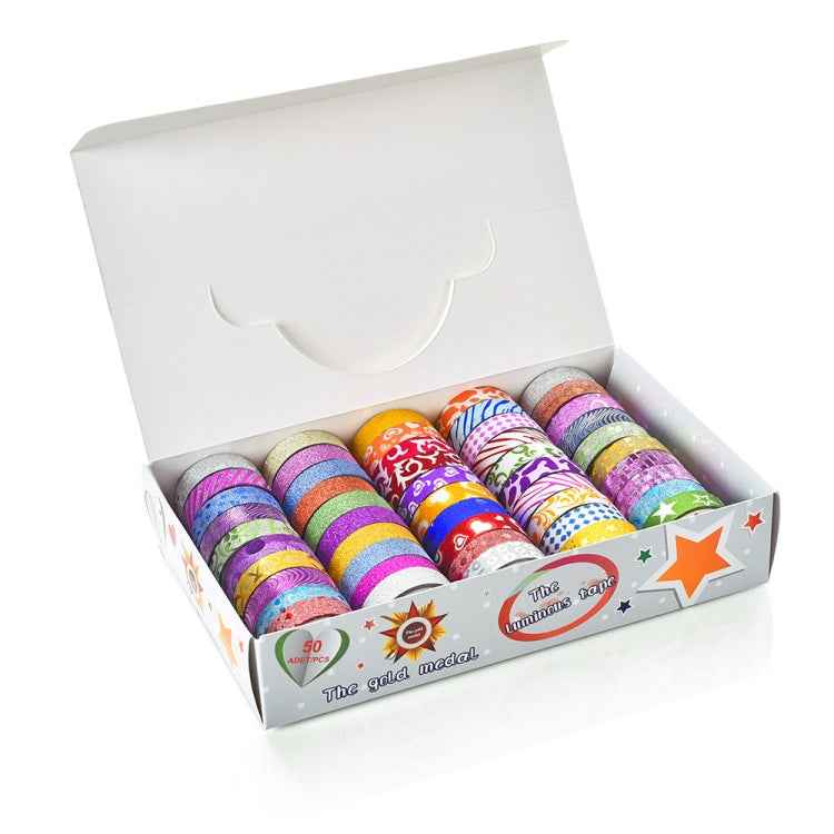 50 Rolls / Box Glitter Tape Hand Ledger Decoration Sticker