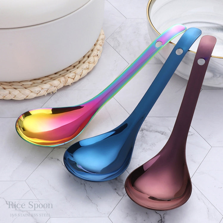 304 Stainless Steel Rice Spoon Household Thickened Large Soup Spoon,Random Color Delivery, Large Soup Spoon