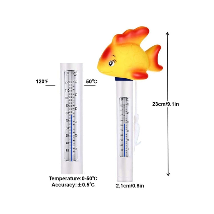 K-1020D Cartoon Yellow Gold Fish Pool Thermometer Pool Water Temperature Meter