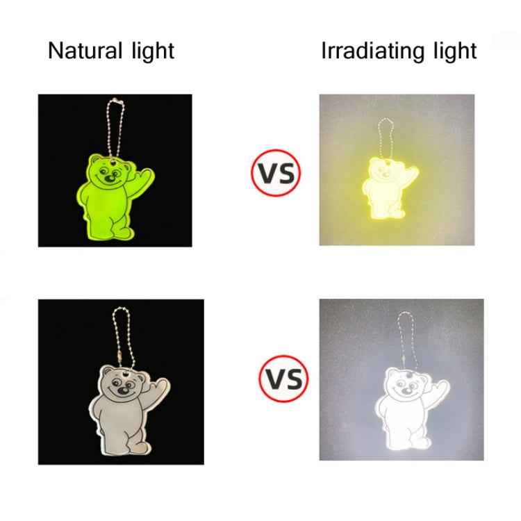 2pcs Bear Type Waterproof Reflective Pendant Schoolbag Ornaments Night Riding Traffic Safety Reflector Random Colour Delivery