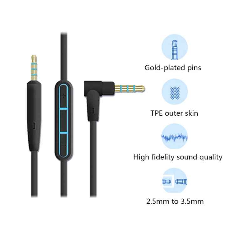 3 PCS 3.5mm to 2.5mm Audio Cable For Bose QC25/QC35/OE2, Length: 1.4m