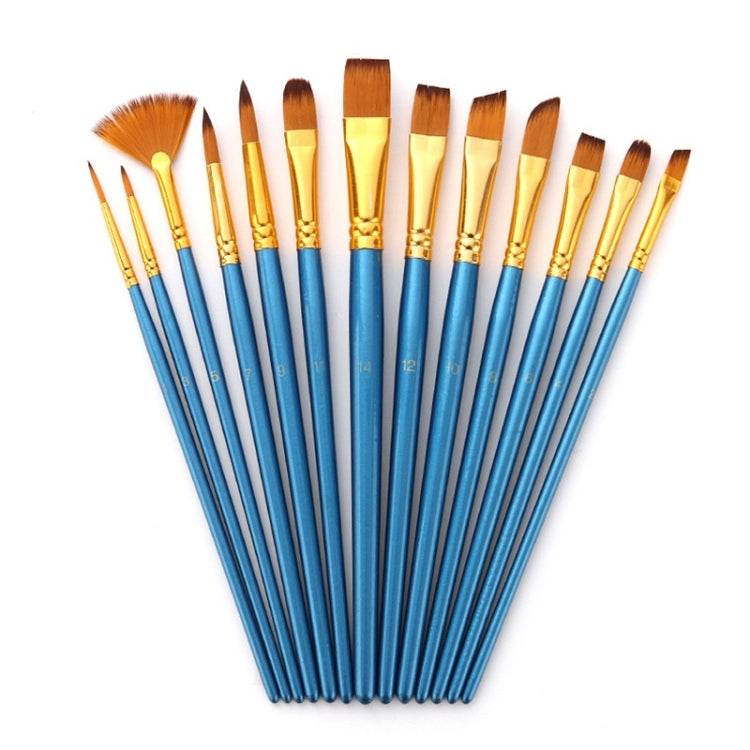 Zhu Ting Student Nylon Wool Multifunctional Watercolor Brush, 13 PCS/Set Pearl Blue, 13 PCS/Set Pearl White
