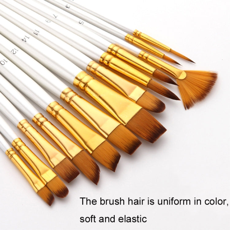 Zhu Ting Student Nylon Wool Multifunctional Watercolor Brush, 13 PCS/Set Pearl Blue, 13 PCS/Set Pearl White