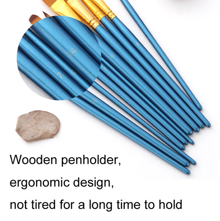Zhu Ting Student Nylon Wool Multifunctional Watercolor Brush, 13 PCS/Set Pearl Blue, 13 PCS/Set Pearl White