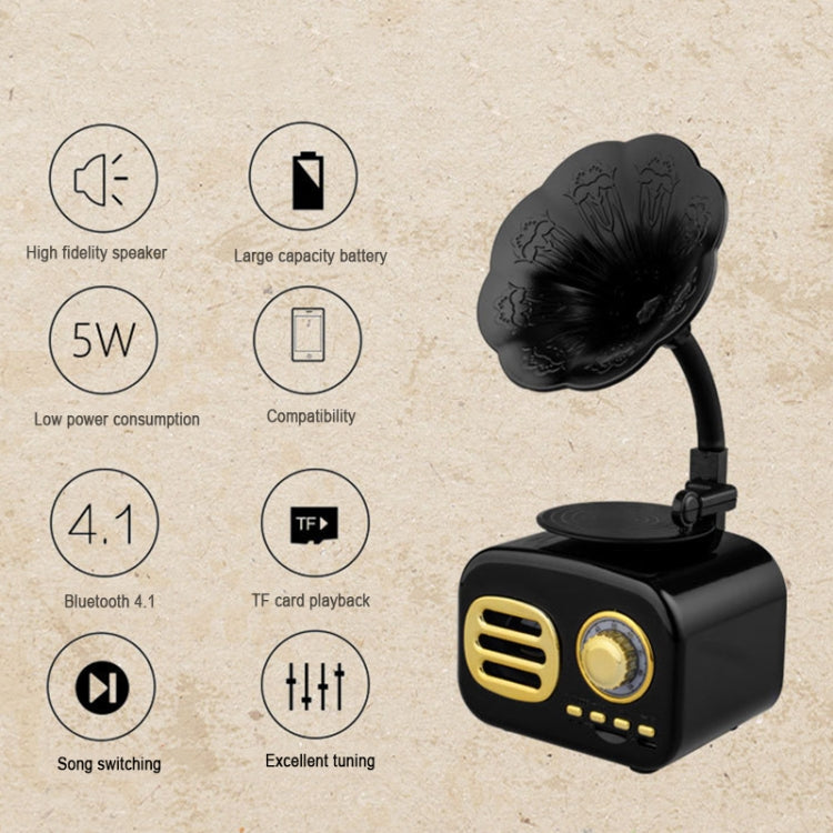 Ft-05 Wireless Retro Bluetooth Speaker Gramophone Mini Player, Gold, Pink, Walnut, Red, Black