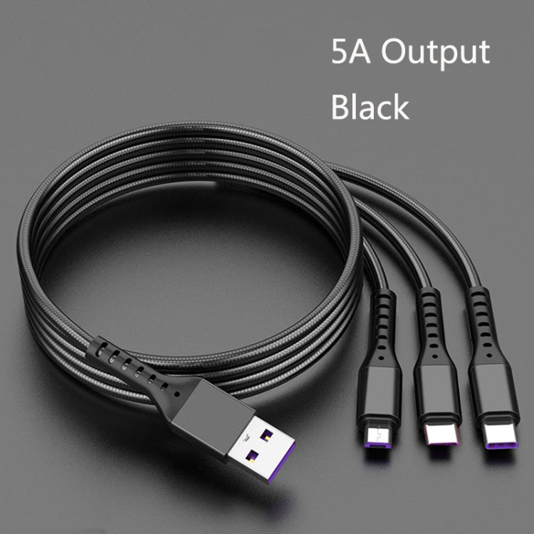 2 PCS ZZ034 USB To 8 Pin + USB-C / Type-C + Micro USB 3 In 1 Fast Charging Cable, Style:, 5A Super Fast-Black, Mini-Silver, Mini-Red, Mini-Blue, Mini-Black