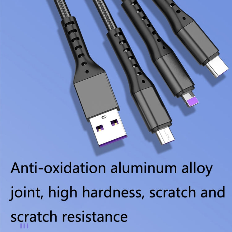 2 PCS ZZ034 USB To 8 Pin + USB-C / Type-C + Micro USB 3 In 1 Fast Charging Cable, Style:, 5A Super Fast-Black, Mini-Silver, Mini-Red, Mini-Blue, Mini-Black