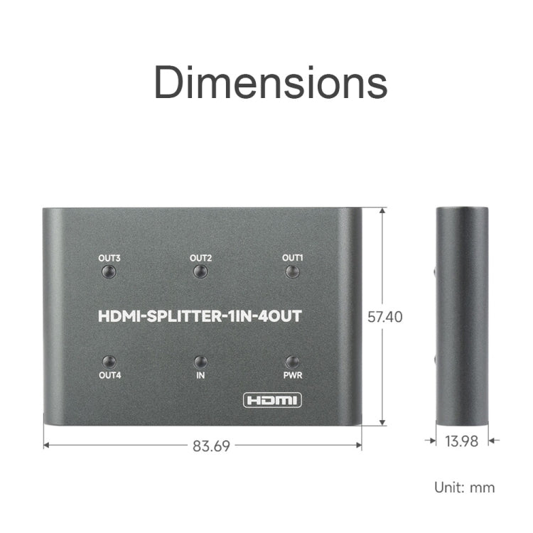 Waveshare 23738 4K HDMI Splitter, 1 In 4 Out, Share One HDMI Source, 23738