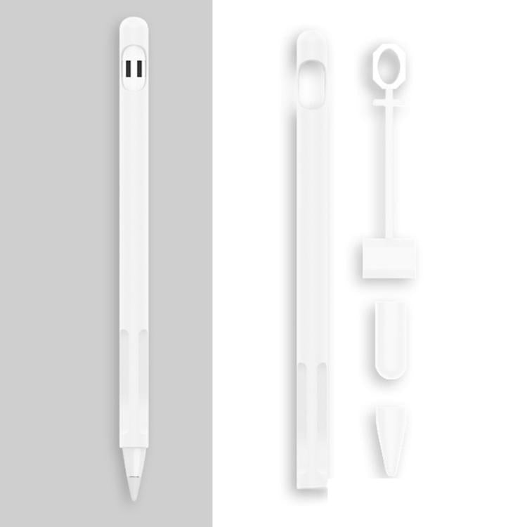 2 Sets 4 In 1 Stylus Silicone Protective Cover + Anti-Lost Rope Set For Apple Pencil 1