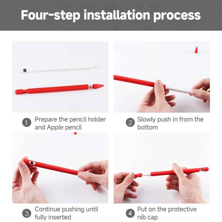 2 Sets 4 In 1 Stylus Silicone Protective Cover + Anti-Lost Rope Set For Apple Pencil 1