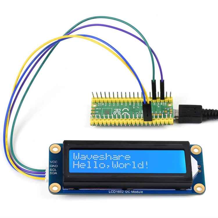 Waveshare 23991 LCD1602 I2C Module, White with Blue Background, 16x2 Characters, 3.3V/5V