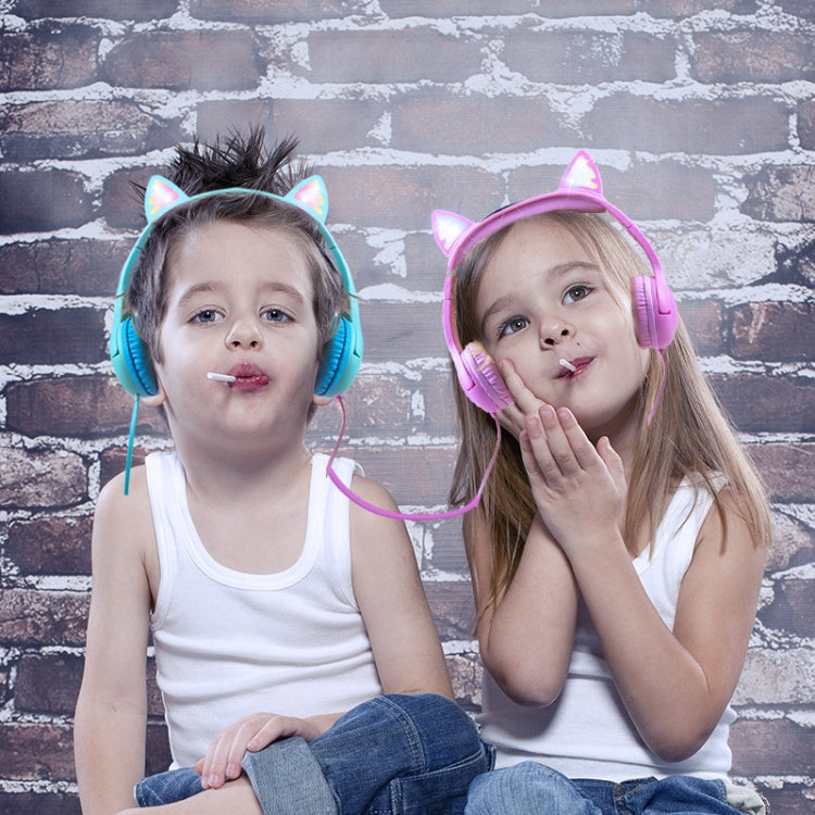 LX-K06 3.5mm Wired Children Learning Luminous Cat Ear Headset, Cable Length: 1.2m, Pink, Purple, Blue, Orange