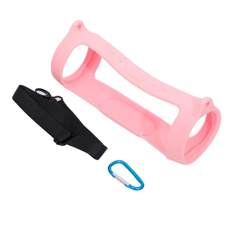 For JBL Charge 4 Bluetooth Speaker Portable Silicone Protective Cover with Shoulder Strap & Carabiner