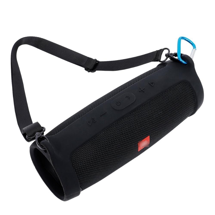 For JBL Charge 4 Bluetooth Speaker Portable Silicone Protective Cover with Shoulder Strap & Carabiner