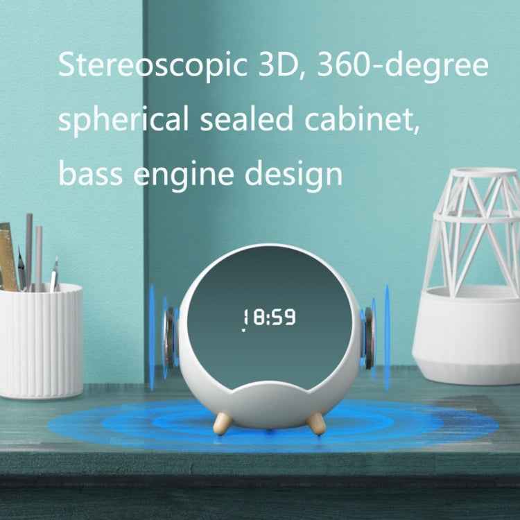 Mini Desktop Multi-Function Smart Wireless Charging Bluetooth Speaker with Alarm Clock & Phone Holder Function