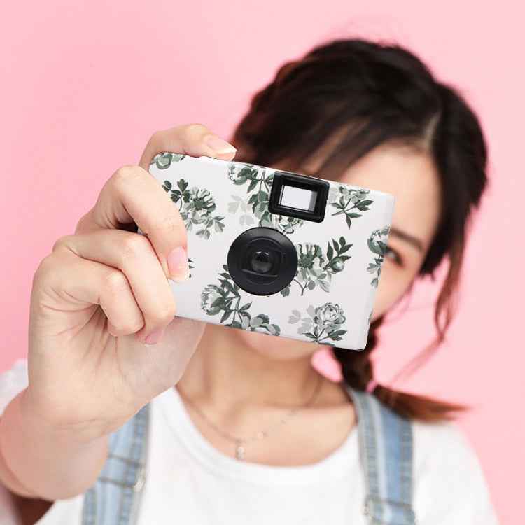 Retro Peony Cute Disposable Film Mini Point-And-Shoot Camera with 17 Sheets Films