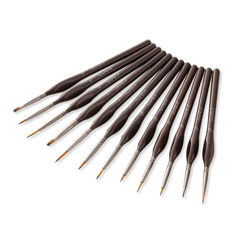 12 PCS/Set Painting Triangle Rod Two-Color Nylon Hair Hook Line Pen Watercolor Brush Pen Art Supplies