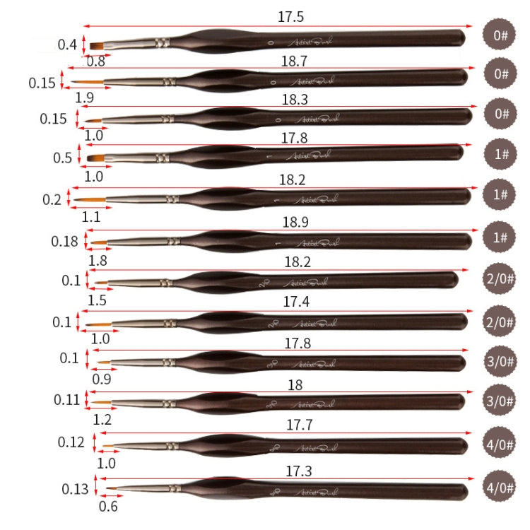 12 PCS/Set Painting Triangle Rod Two-Color Nylon Hair Hook Line Pen Watercolor Brush Pen Art Supplies