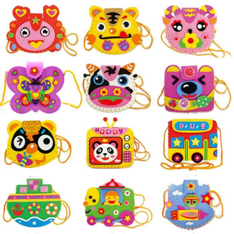 3 PCS Multicolor EVA Foam Puzzles Lovely Animals Children Handmade Bags, Random Style Delivery