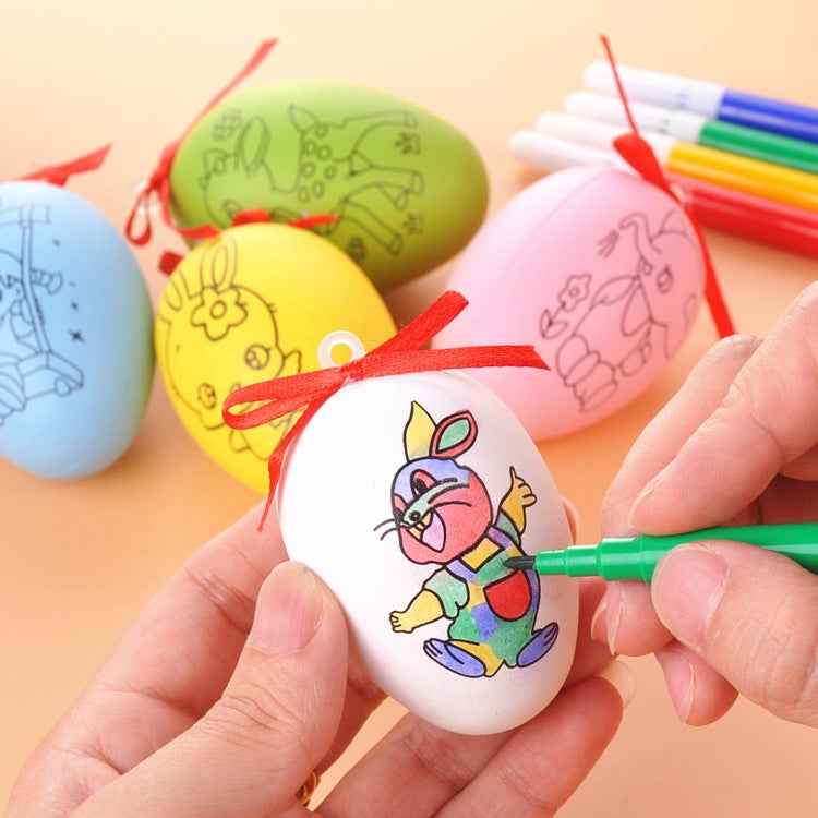 4 PCS Handmade Cartoon Painted Easter Eggs Children's Educational Toys, Random Pattern and Color