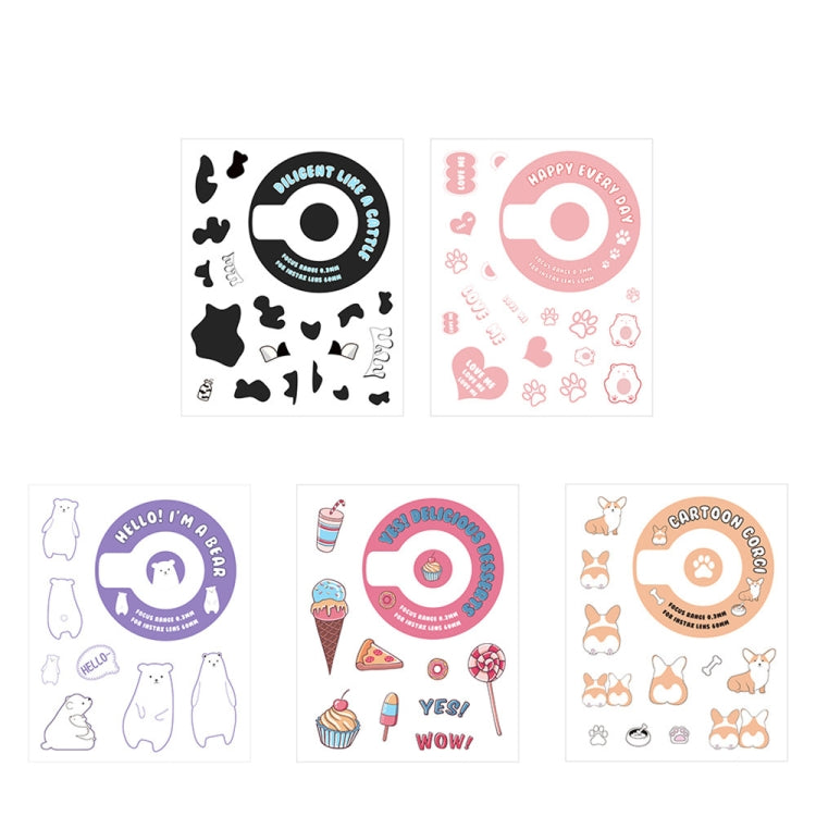 5 PCS 5 in 1 DIY Cute Cartoon Camera Stickers Set for Fujifilm Instax mini 11, Dessert Animal Series, Space Animals Series