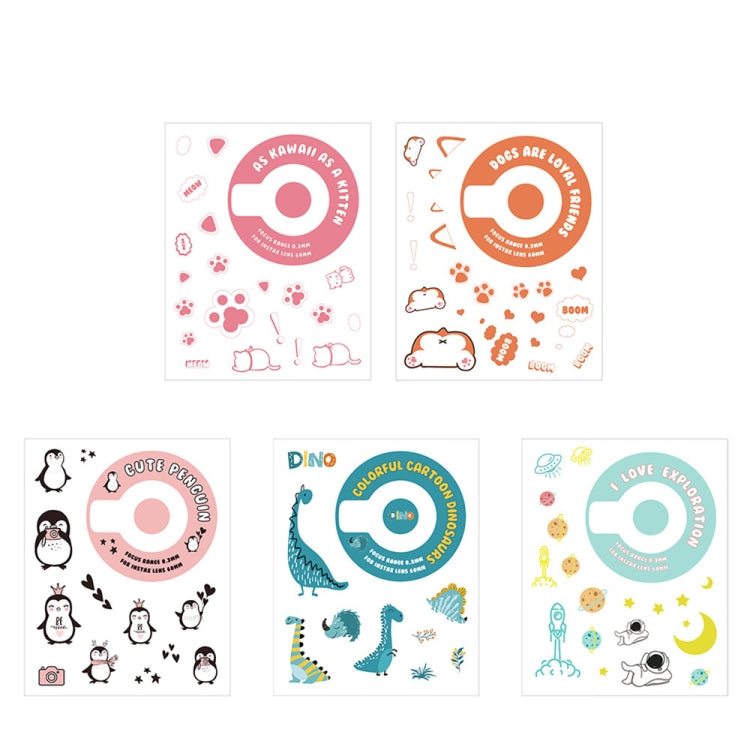 5 PCS 5 in 1 DIY Cute Cartoon Camera Stickers Set for Fujifilm Instax mini 11, Dessert Animal Series, Space Animals Series