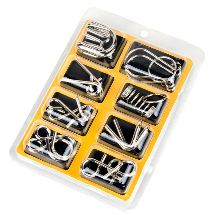 8 PCS / Set Metal Puzzle Toy Intelligence Buckle for Kids Education Developmental Toys