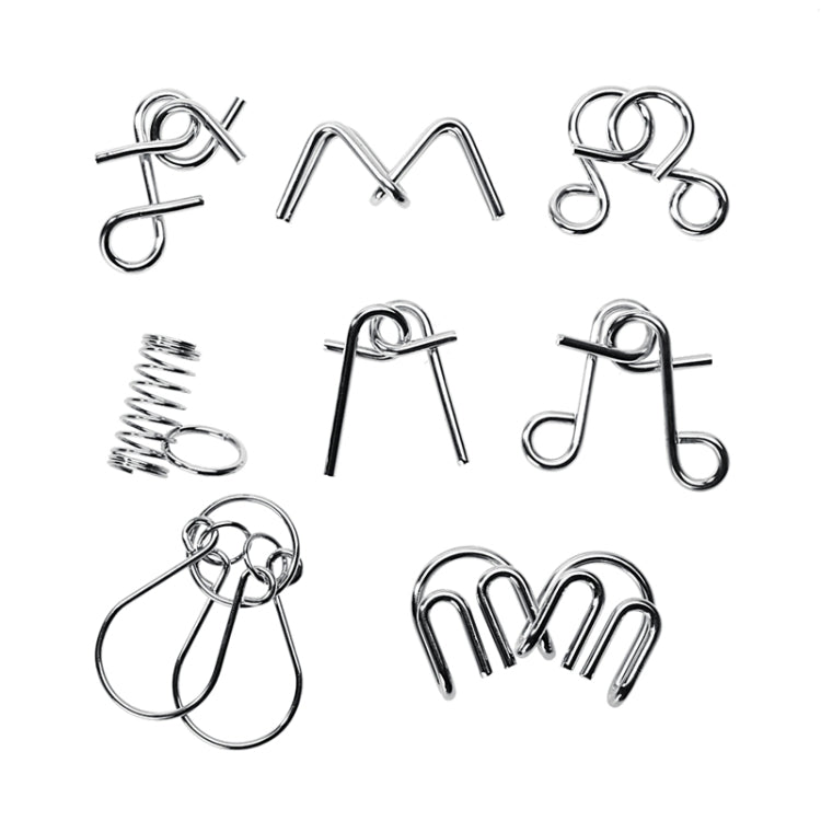 8 PCS / Set Metal Puzzle Toy Intelligence Buckle for Kids Education Developmental  Toys