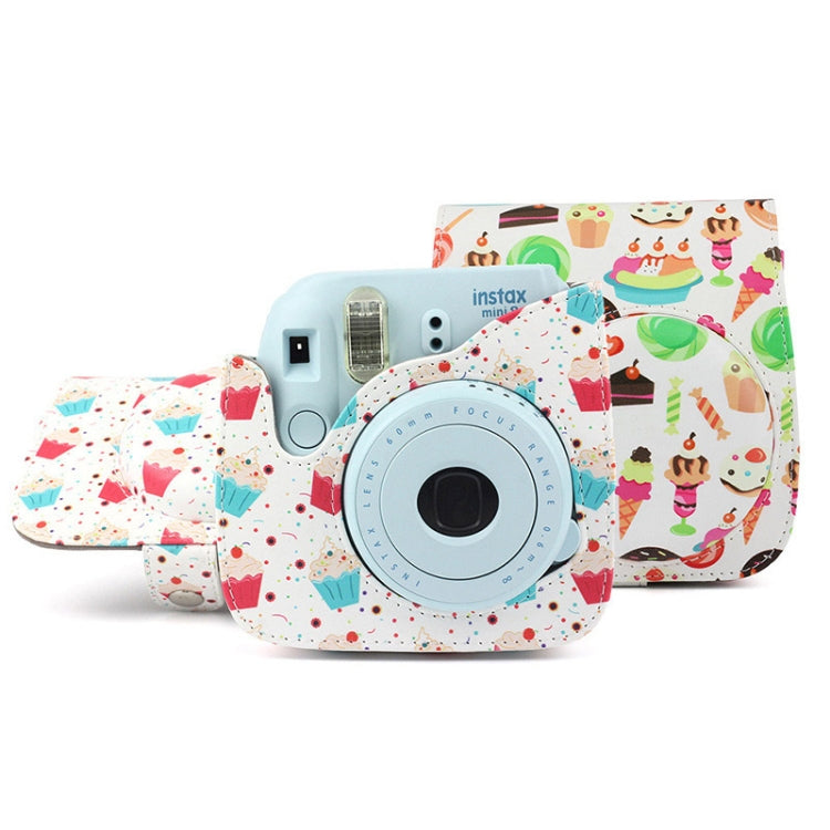 Full Body Camera PU Leather Case Bag with Strap for FUJIFILM instax mini 9 / mini 8+ / mini 8, Ice Cream Cake, Dessert Series