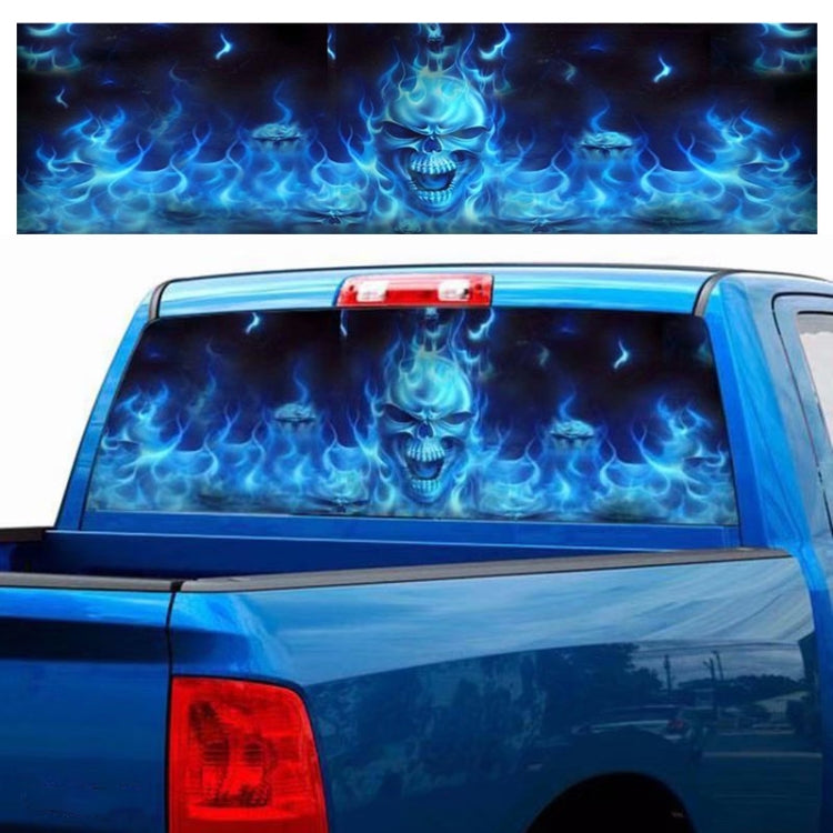 D-738 Burning Skull Car Rear Window Sticker Color Graphic Sticker, 135x36cm, D-738