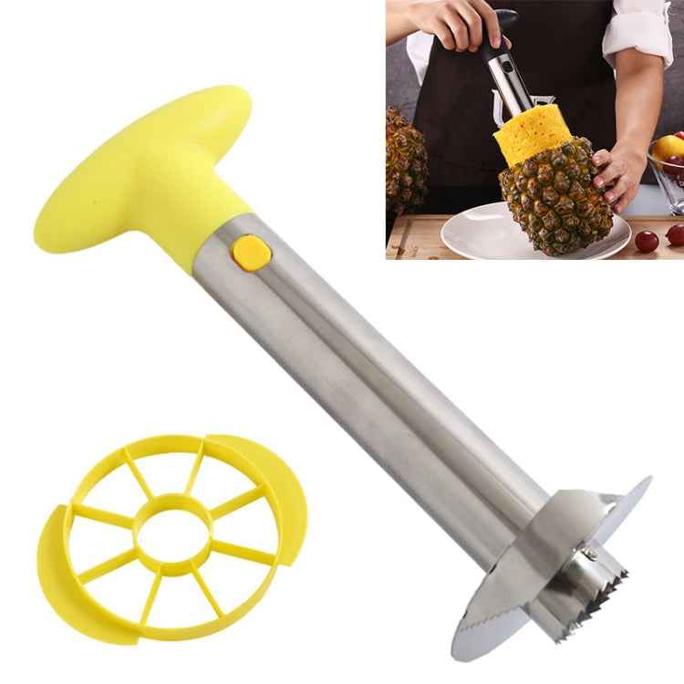 2 PCS Stainless Steel Pineapple Peeler Slicers Fruit Cutter Kitchen Tools, Pineapple Corer Slicer (Black handle), Pineapple Corer Slicer (Yellow handle), Pineapple Corer Slicer (Fruit Green handle)