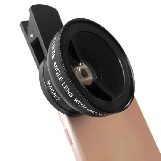 2 PCS 0.45X Ultra-Wide-Angle Macro Combination Mobile Phone External Lens With Clip