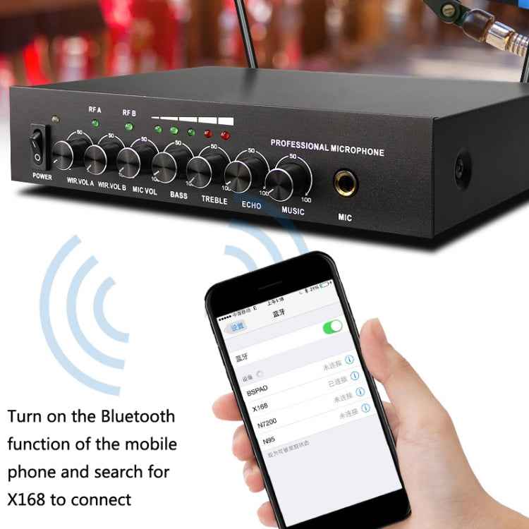 S-16-1 Household Smart TV U Segment Bluetooth Wireless Microphone With Tuning Reverberation 1 In 2, US Plug