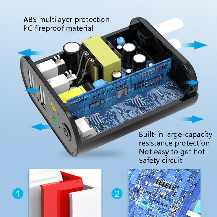 RAYEE K8 Bluetooth 5.0 Audio Receiver & Transmitter 2 in 1 Adapter Support 2.1A Fast Charge U Disk, US Plug, K8