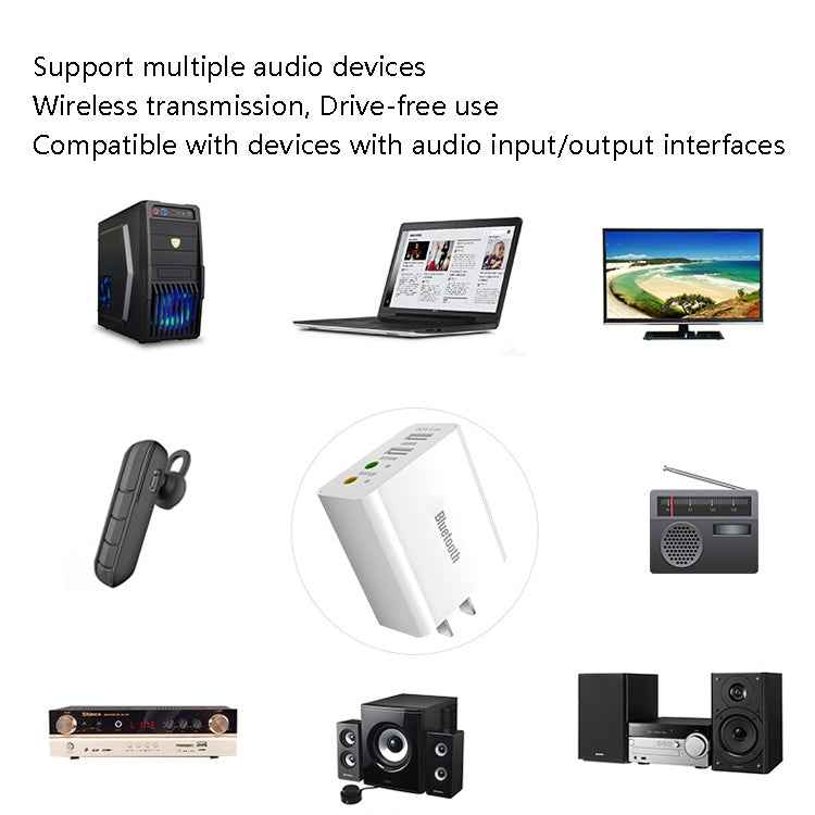RAEYY D80 Bluetooth Adapter Audio Receiver Support 2.1A Dual USB Fast Charge, US Plug