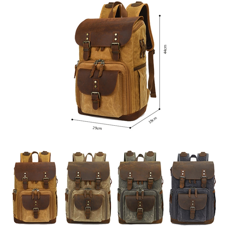K-86 Casual Shoulder Camera Bag Contrast Waterproof Batik Canvas Single Digital Camera Photo Backpack, Yellow, Khaki, Gray, Green