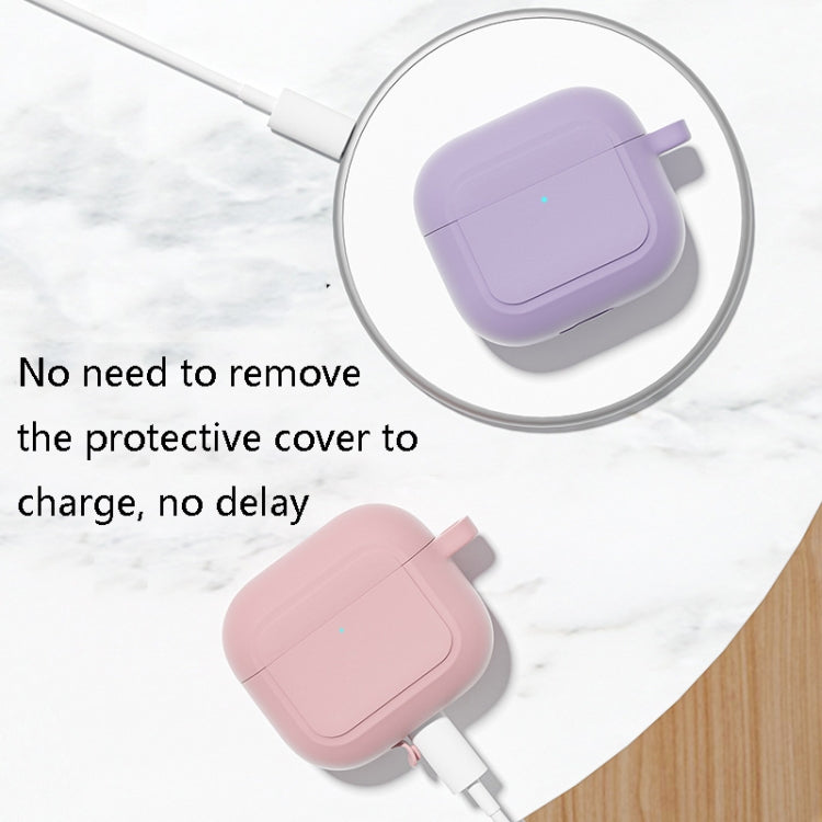 Silicone Shockproof Cover with Metal Buckle For AirPods 3, Night Green, White, Pink, Hyacinth Purple, Black, Midnight Blue